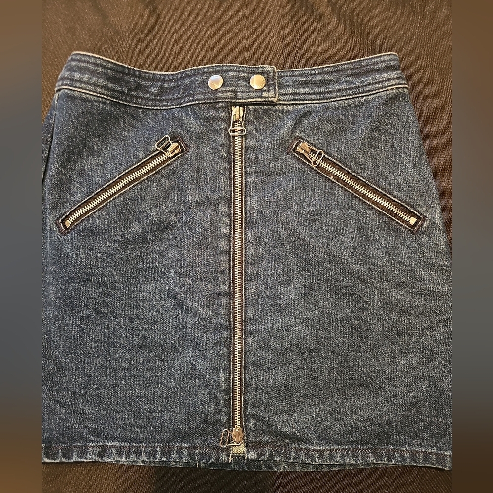 rag & bone Blue Denim Zip-Front Mini Skirt - Picture 8 of 8